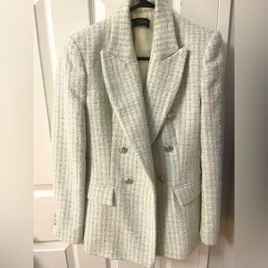 Zara double breasted textured blazer